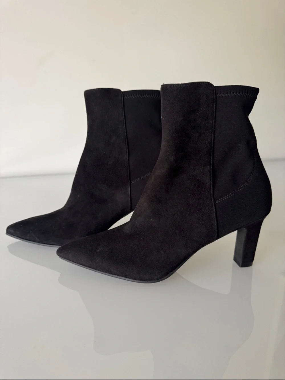 Stuart Weitzman Sue Suede Ankle Boots Black Size 5.5 - Picture 3 of 12